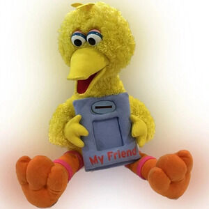Sesame Street Big Bird Plush Piggy Bank and Frame 2000 Vintage RARE HTF Applause